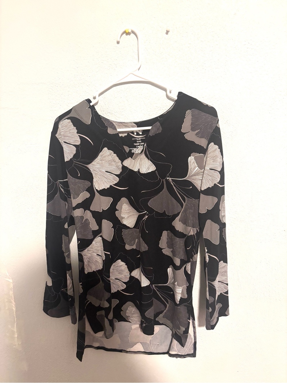 Black and Gray Floral Long Sleeve Tee